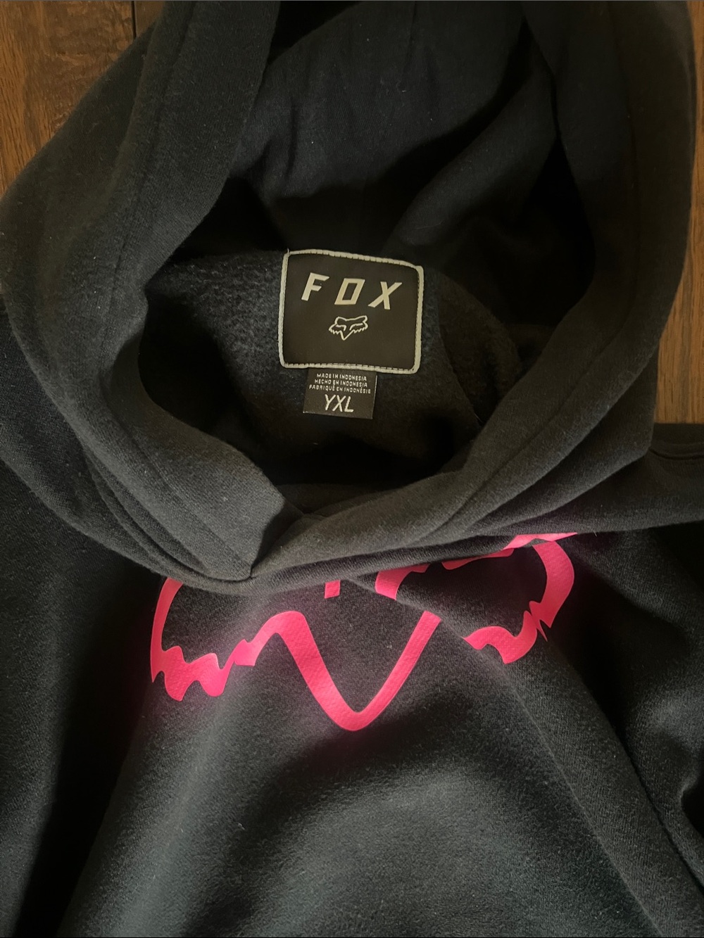 Fox Black Hoodie with Pink Fox Head Logo - Picture 3 of 4